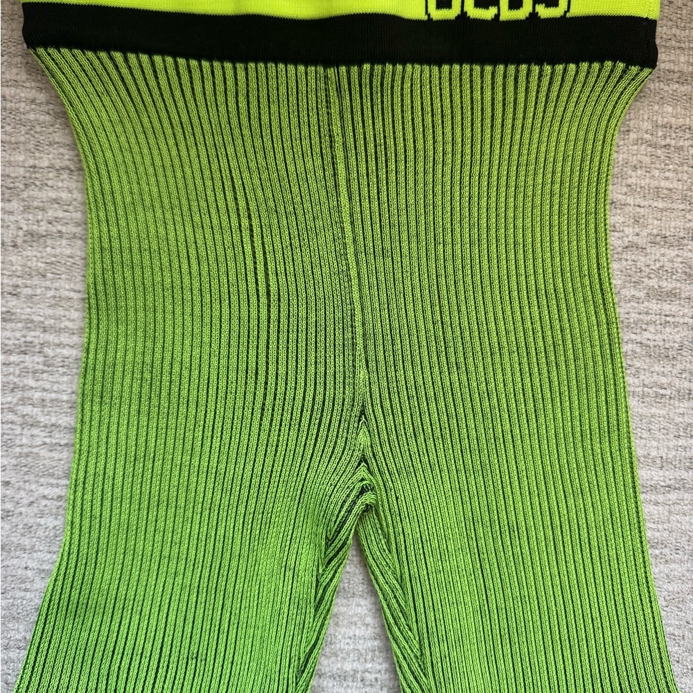GCDS Women's Vibrant Green Ribbed Bike Shorts